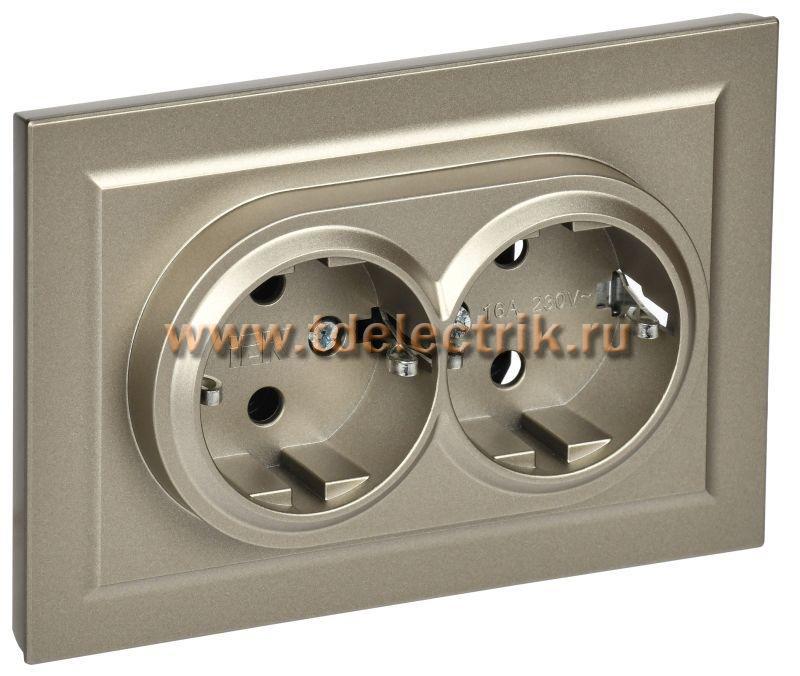 Фотография №1, BRITE Розетка 2-я с з/к без з/ш 16А в сб. РС12-3-БрШ шамп. IEK