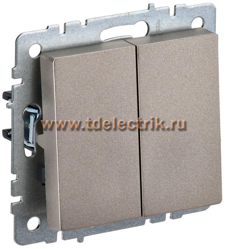 Фотография №1, BRITE Выключатель 2-кл. прох. 10А ВС10-2-6-БрШ шамп. IEK