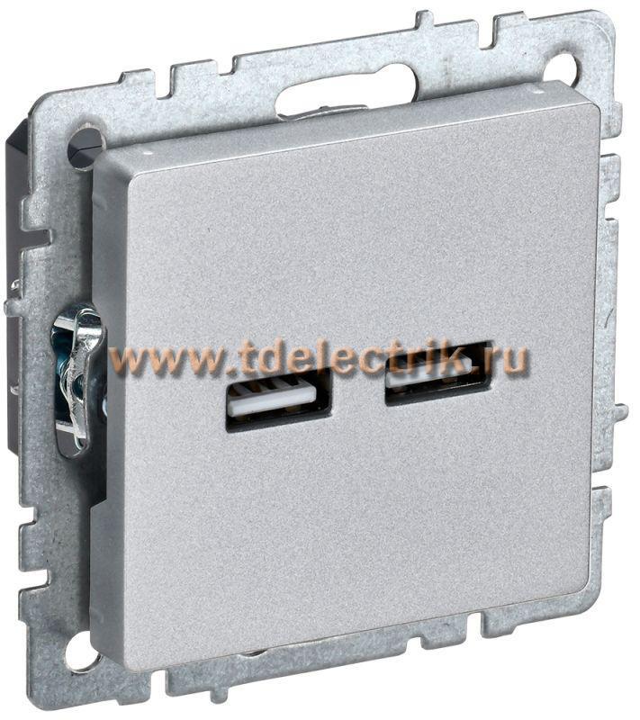 Фотография №1, BRITE Розетка USB A+A 3,1А РЮ10-1-БрА алюм. IEK
