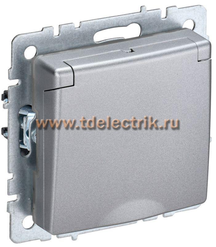 Фотография №1, BRITE Розетка с з/к/ш с кр. 16А IP20 РСбш10-3-БрА алюм. IEK