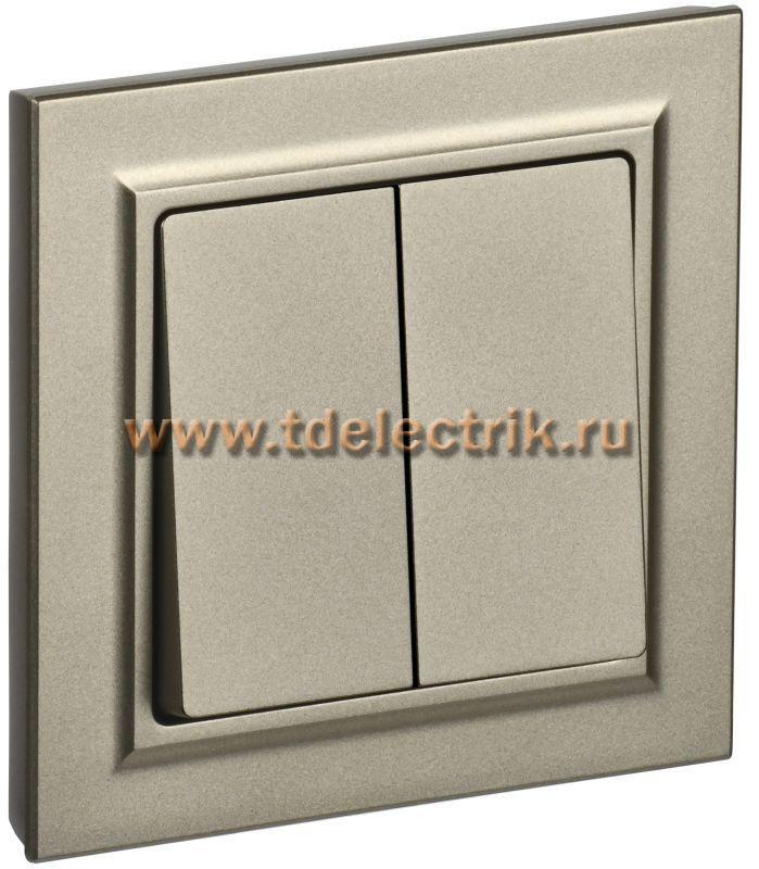 Фотография №1, BRITE Выключатель 2-кл. 10А в сб. ВСР10-2-0-БрШ шамп. IEK