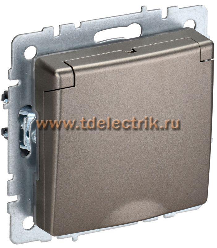 Фотография №1, BRITE Розетка с з/к/ш с кр. 16А IP44 РСбш10-3-44-БрШ шамп. IEK