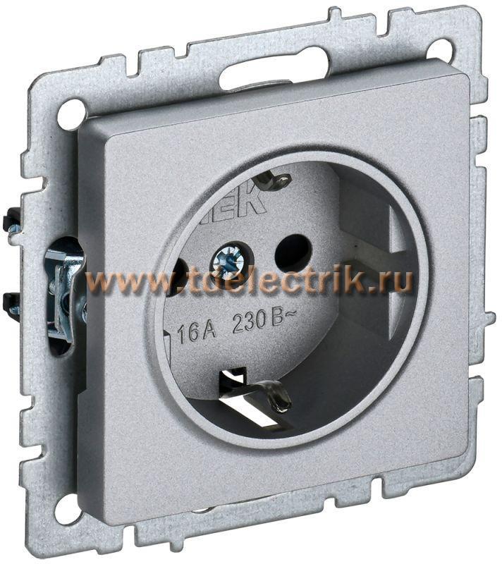 Фотография №1, BRITE Розетка с з/к/ш 16А РС14-1-0-БрА алюм. IEK