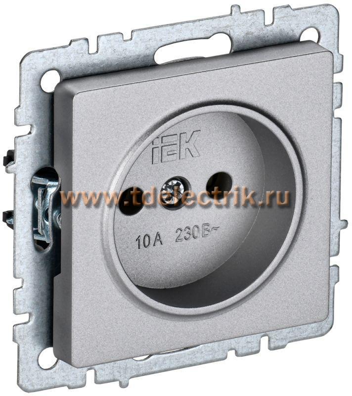 Фотография №1, BRITE Розетка без з/к/ш 10А РС10-1-0-БрА алюм. IEK