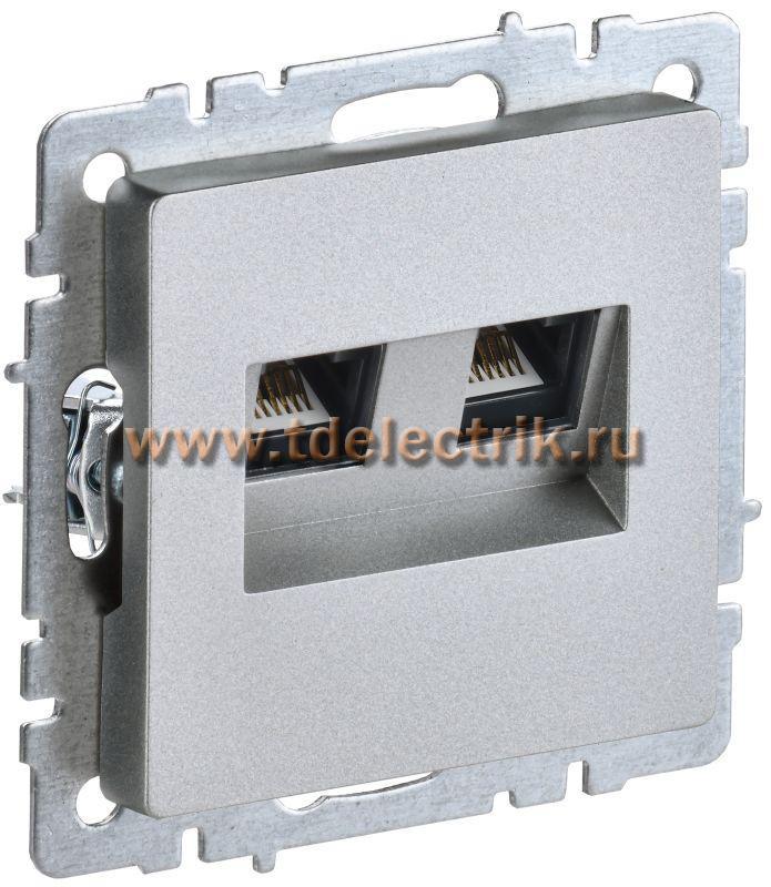Фотография №1, BRITE Розетка двойная RJ11+RJ45 кат.5E РК/Т12-БрА алюм. IEK