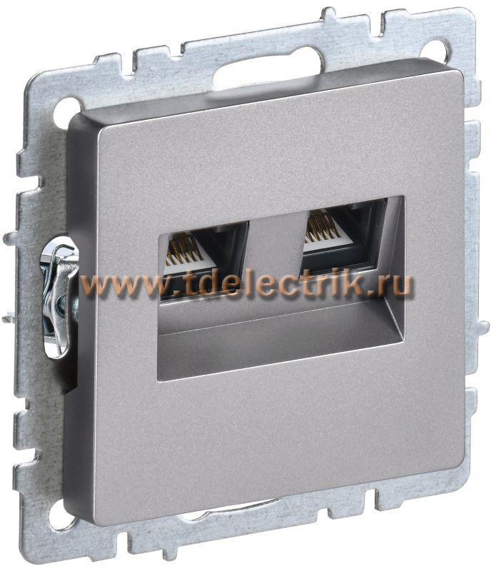 Фотография №1, BRITE Розетка комп. 2-ая RJ45 кат.6 РК11-2-БрС сталь IEK