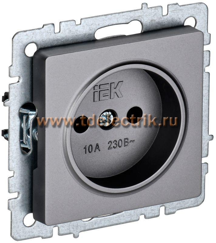 Фотография №1, BRITE Розетка без з/к/ш 10А РС10-1-0-БрС сталь IEK