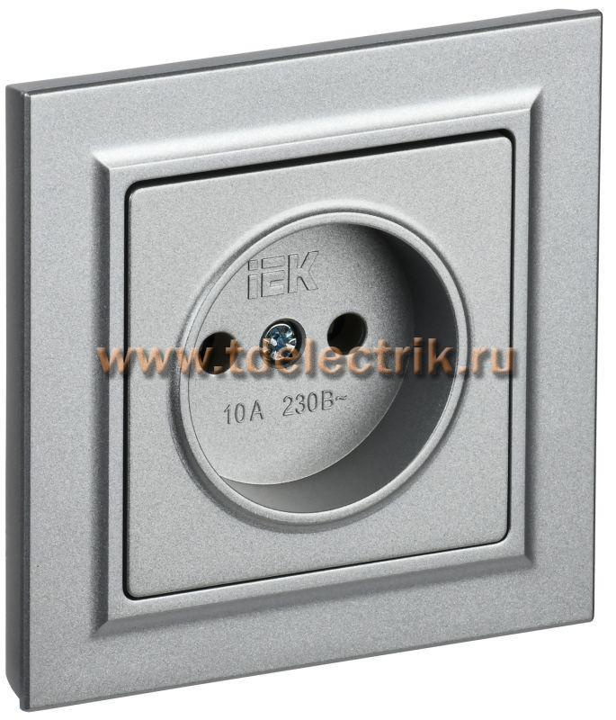 Фотография №1, BRITE Розетка без з/к/ш 10А в сб. РСР10-1-0-БрА алюм. IEK
