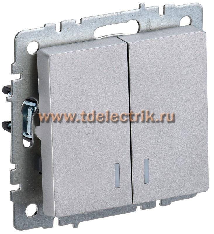 Фотография №1, BRITE Выключатель 2-кл. с инд. 10А ВС10-2-1-БрА алюм. IEK