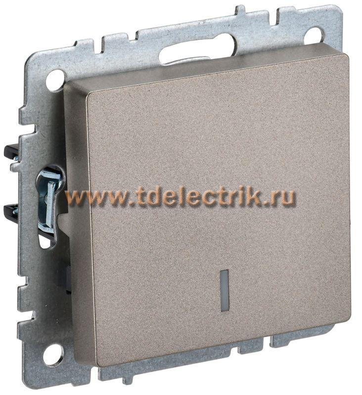 Фотография №1, BRITE Выключатель 1-кл. прох. с инд. 10А ВС10-1-7-БрШ шамп. IEK
