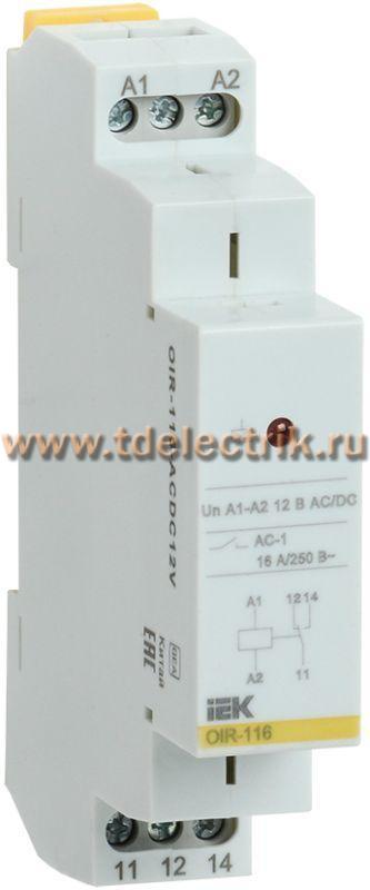 Фотография №1, Промежуточное реле.OIR 1 конт (16А). 12 В AC/DC IEK