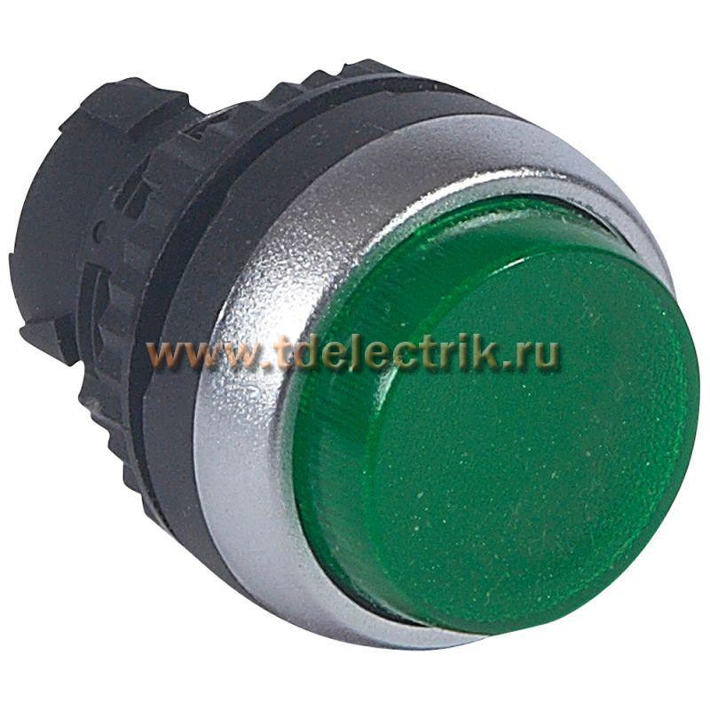 Фотография №1, Кнопка Osmoz с фиксацией с подсветкой с выступ. толкателем (зеленая) 